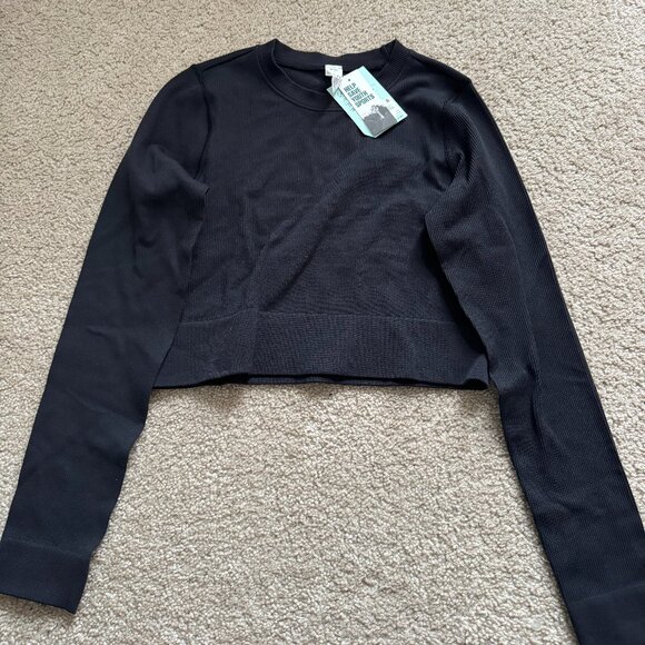 Long sleeve fitted cropped workout top - Picture 1 of 2